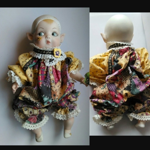 Fairy Doll Vintage 80 Vintage Ceramic Artist doll fairy Fae Clown Darling - Picture 2 of 3